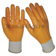 NMSAFETY teje guantes de nitrilo amarillos totalmente revestidos de nylon para productos químicos